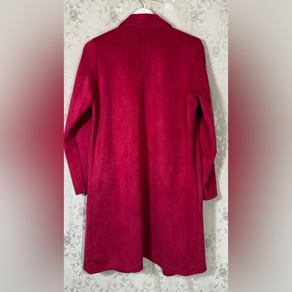 THML Faux Suede Open Front Fuchsia Coat Size Small - Picture 9 of 9
